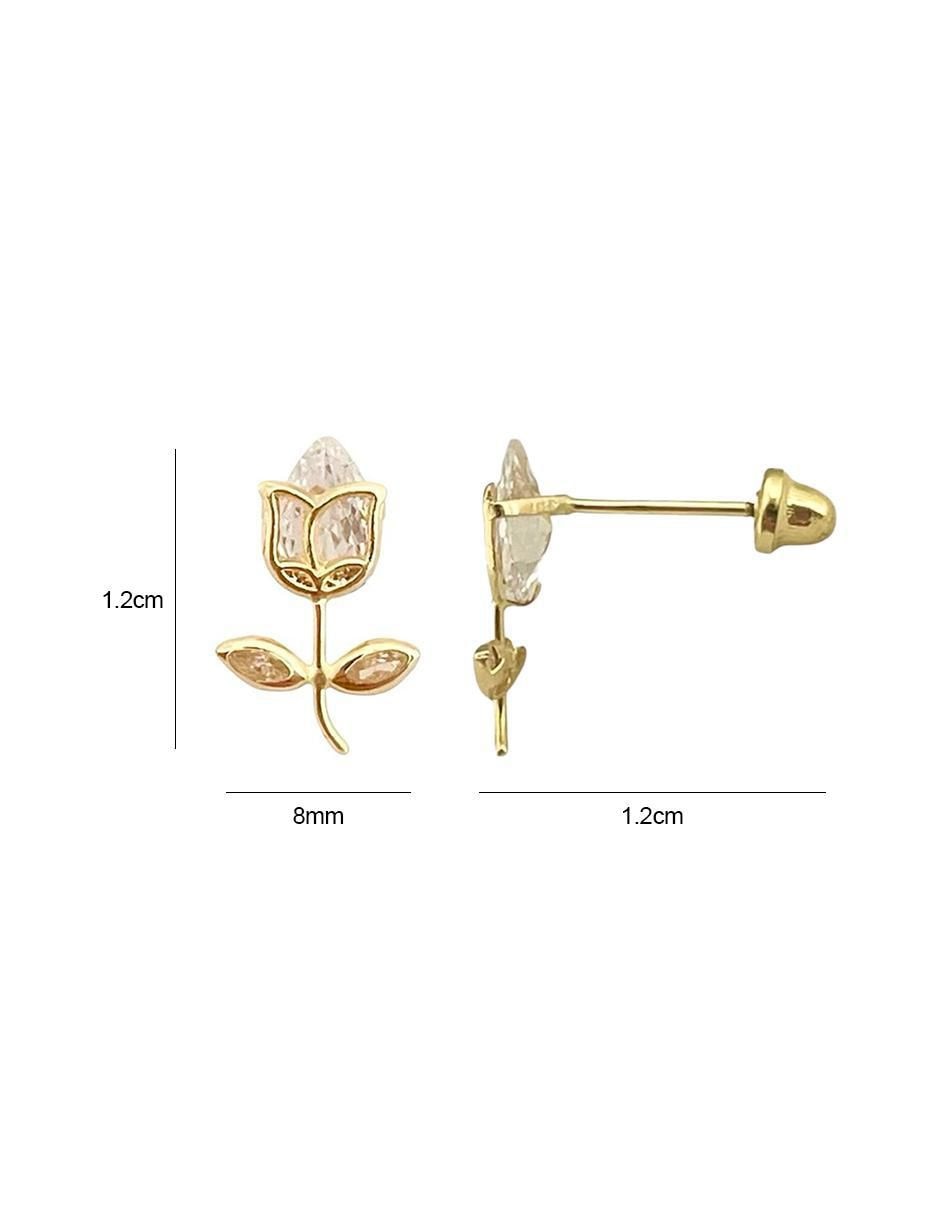 Broqueles de flor de oro 14 K con acabado brillante 6