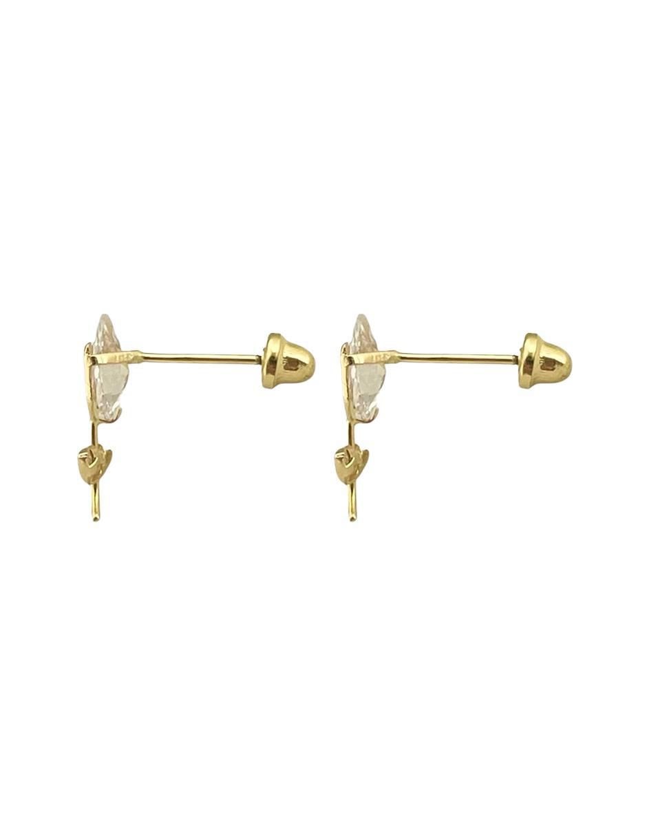 Broqueles de flor de oro 14 K con acabado brillante 5