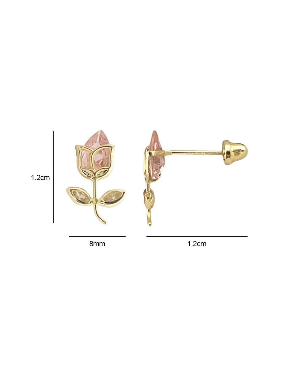 Broqueles de flor de oro 14 K con acabado brillante 6
