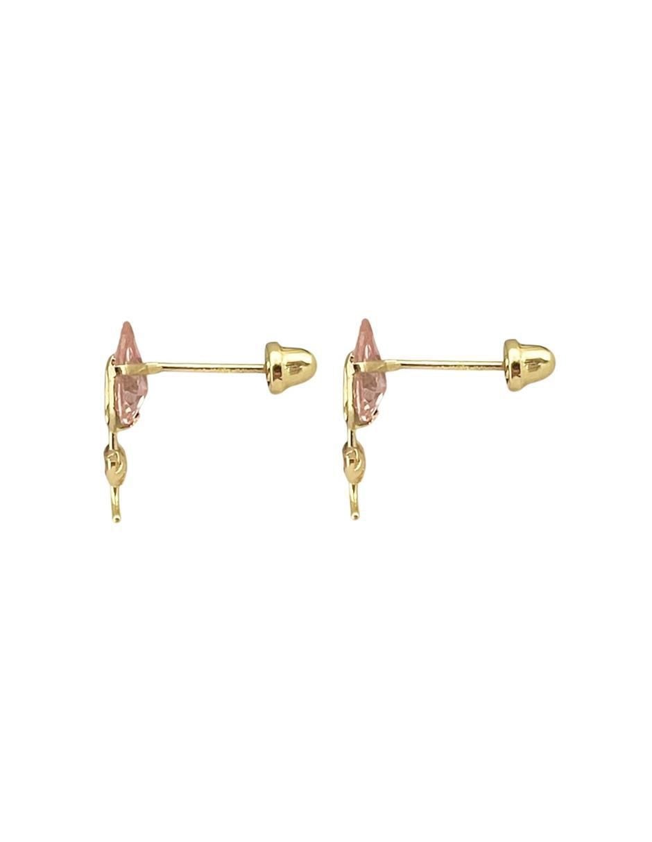 Broqueles de flor de oro 14 K con acabado brillante 5