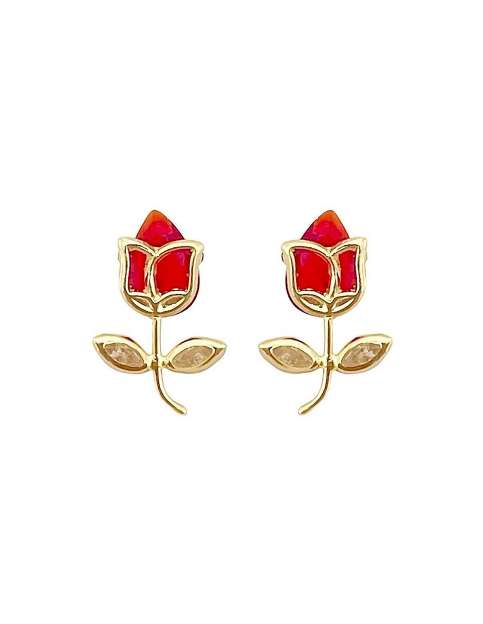 Broqueles de flor de oro 10 K con acabado brillante Broqueles de flor de oro 10 K con acabado brillante