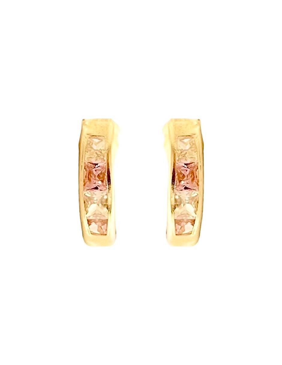 Aretes redondos de oro 14 K con acabado brillante