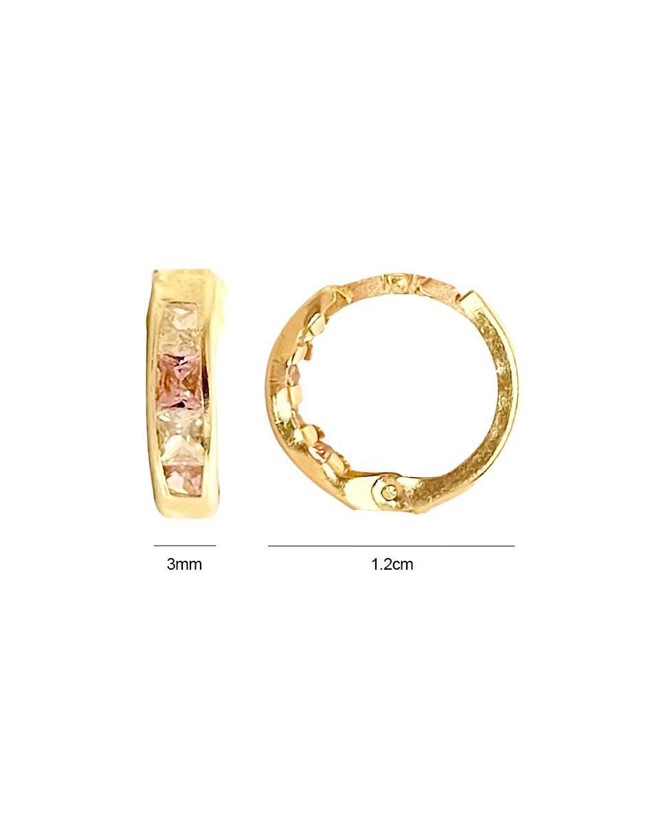 Aretes redondos de oro 14 K con acabado brillante 6