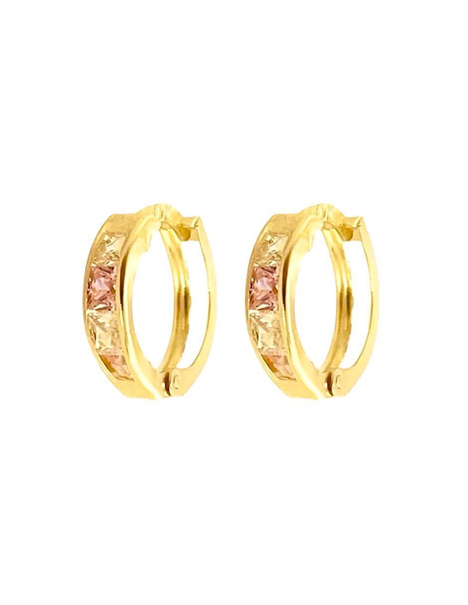 Aretes redondos de oro 14 K con acabado brillante 5