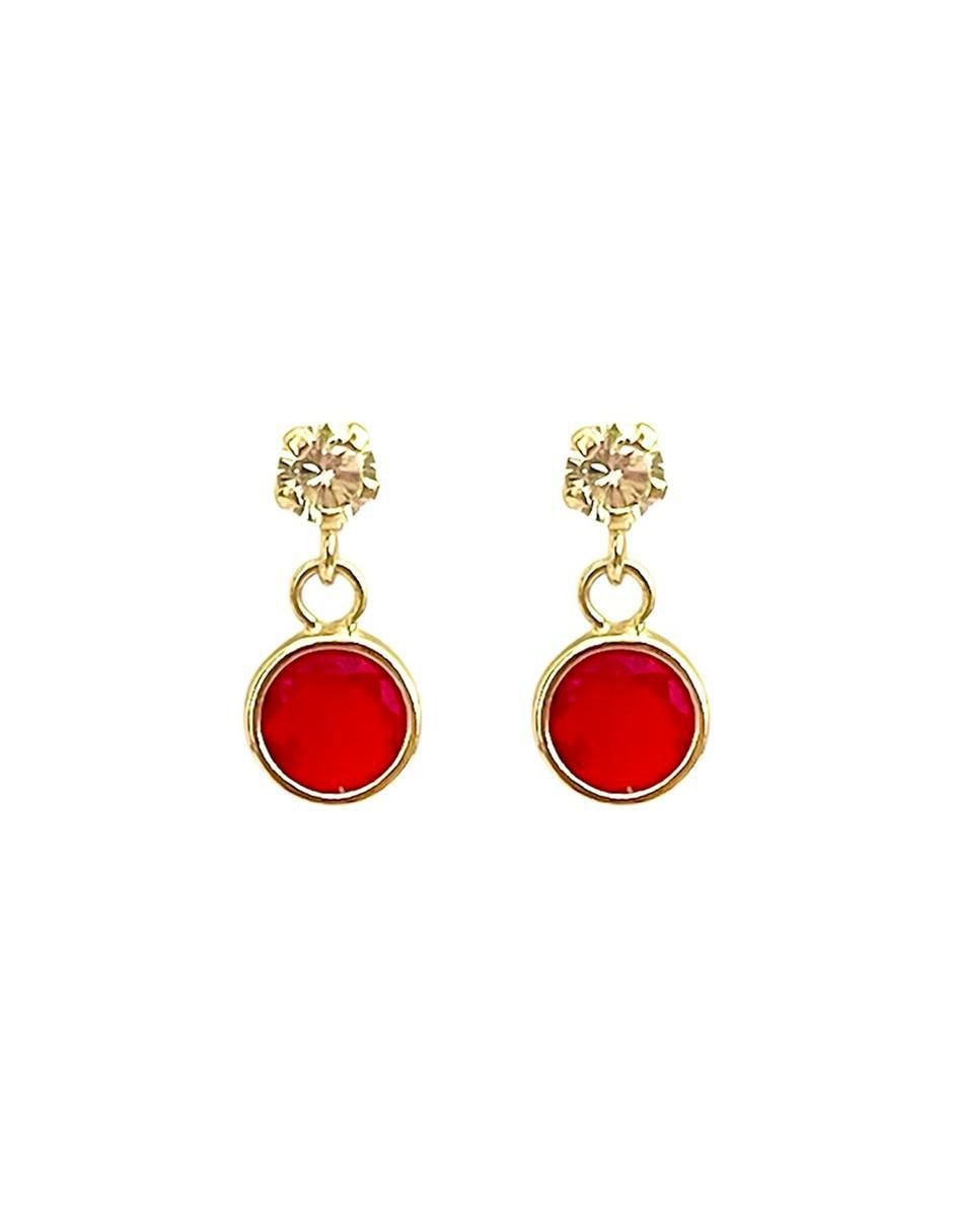 Aretes redondos de oro 10 K con acabado brillante