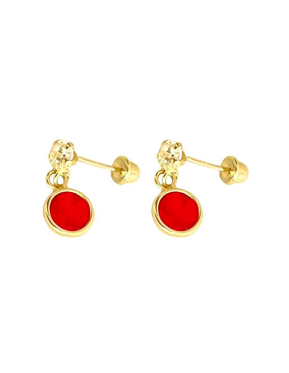 Aretes redondos de oro 10 K con acabado brillante 4