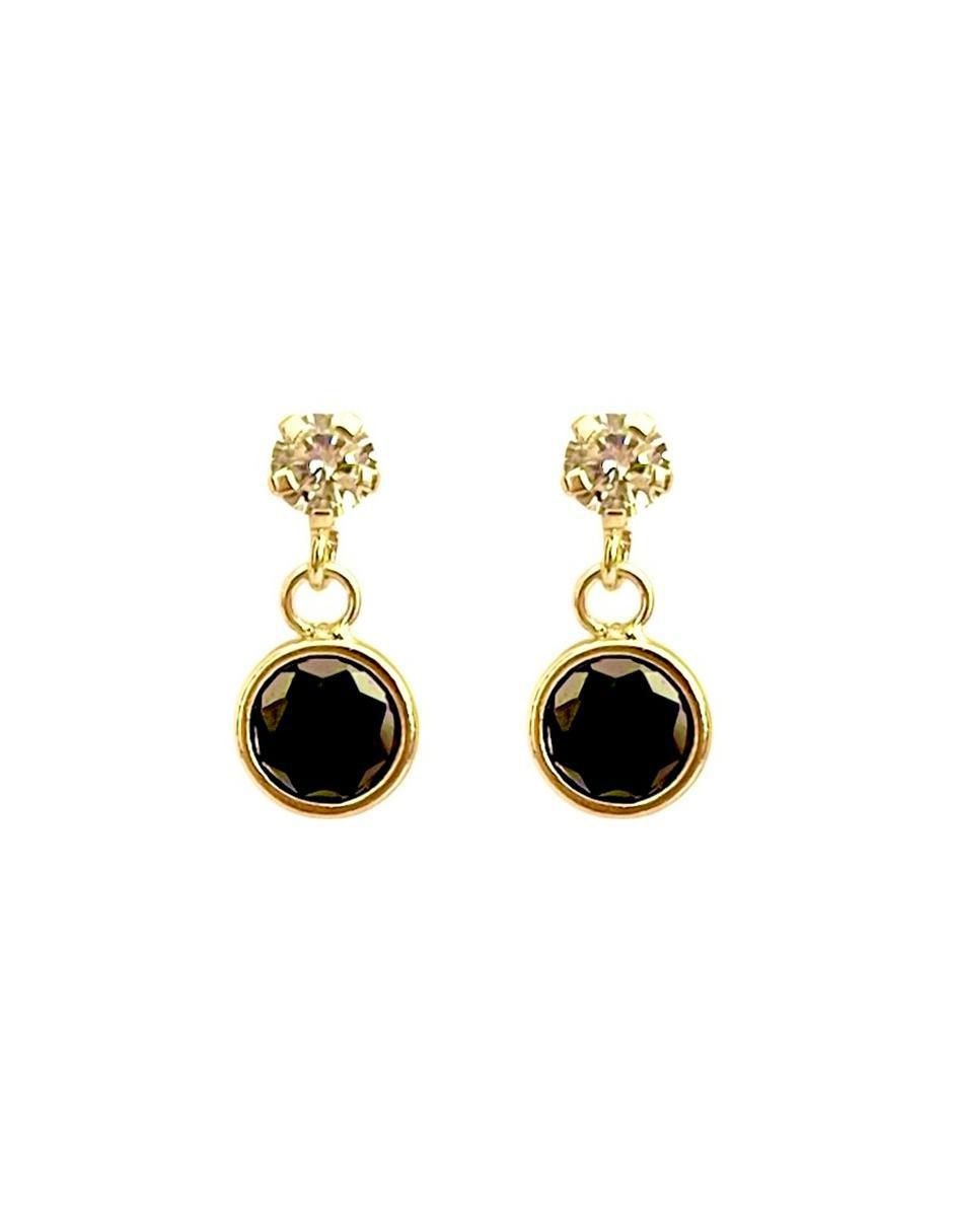 Aretes redondos de oro 10 K con acabado brillante