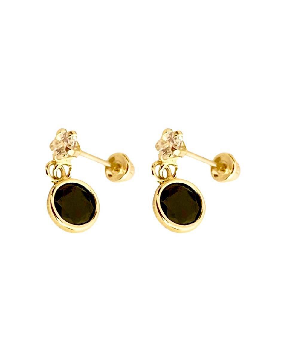 Aretes redondos de oro 10 K con acabado brillante 4