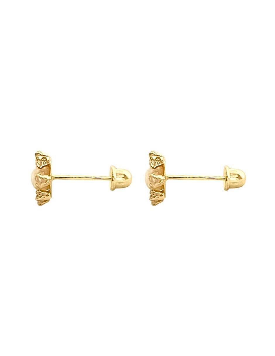 Broqueles de flor de oro 14 K con acabado brillante perla 5