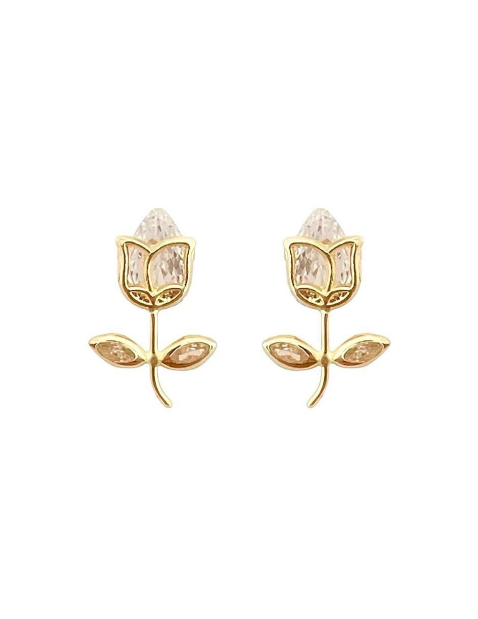 Broqueles de flor de oro 10 K con acabado brillante Broqueles de flor de oro 10 K con acabado brillante
