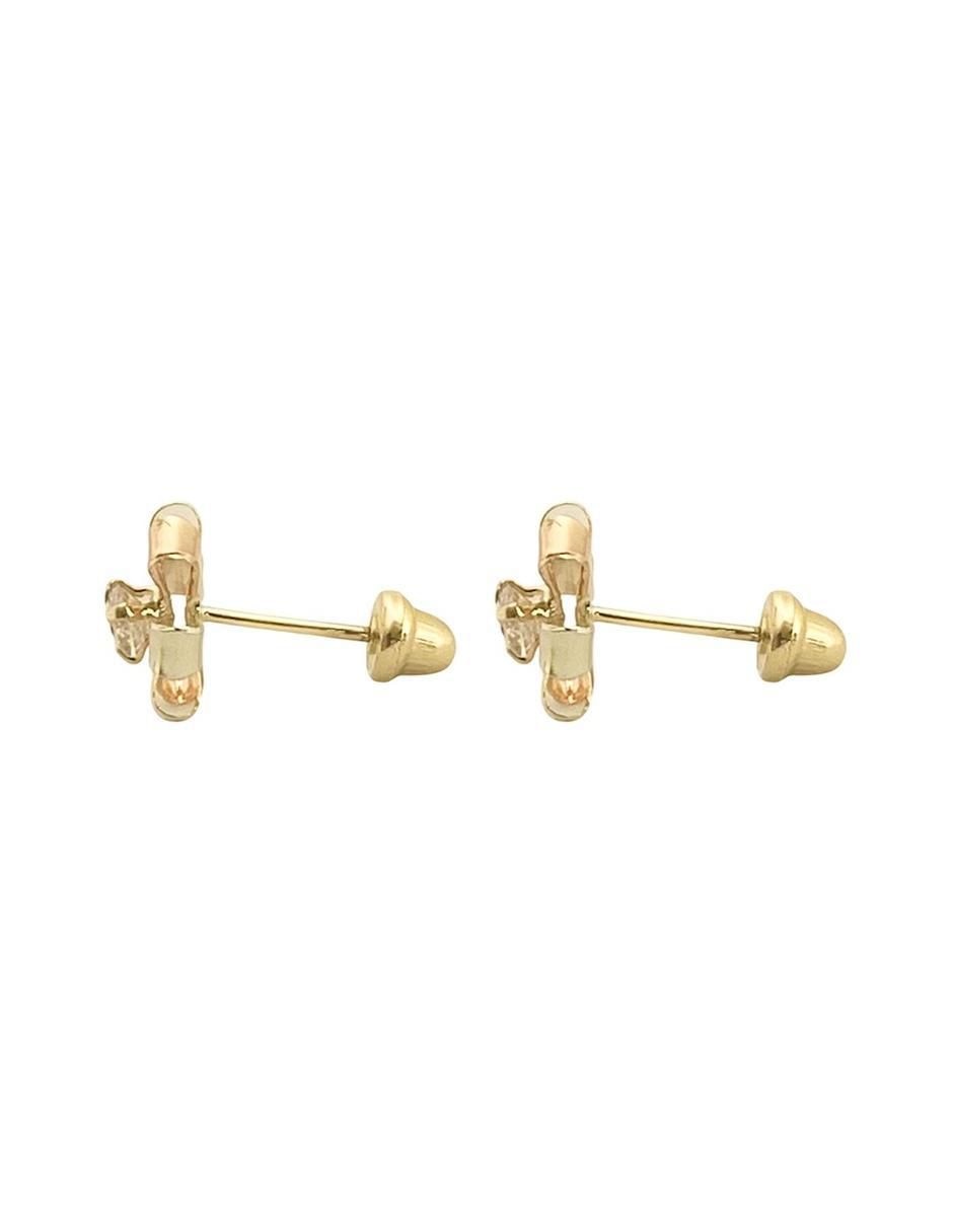 Broqueles de flor de oro 14 K con acabado brillante 3