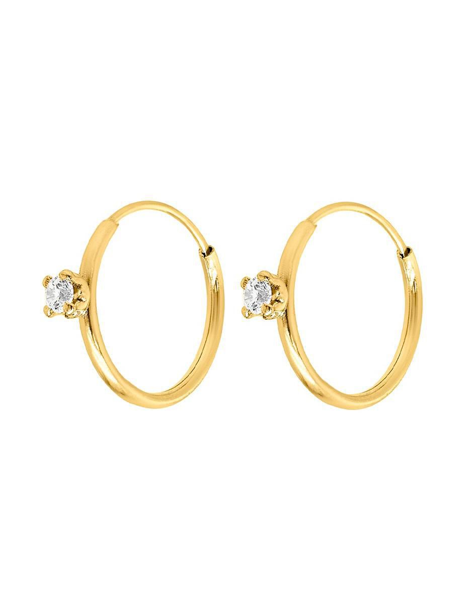 Arracadas Lenna de oro 14 K con acabado brillante zirconia
