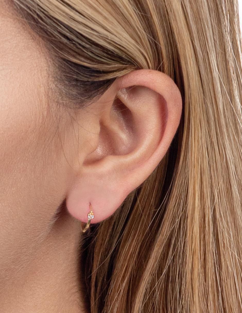 Arracadas Lenna de oro 14 K con acabado brillante zirconia