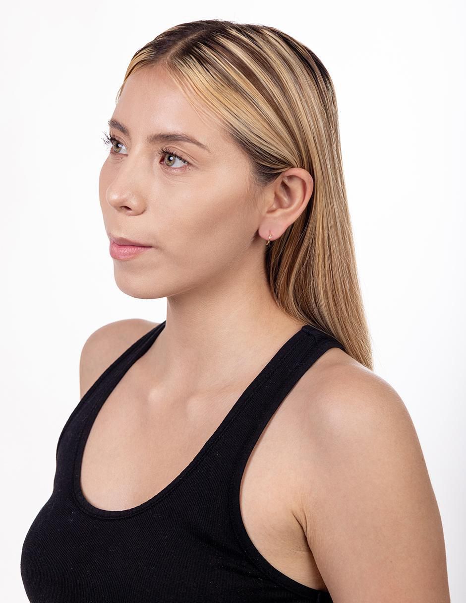 Arracadas Lenna de oro 14 K con acabado brillante zirconia