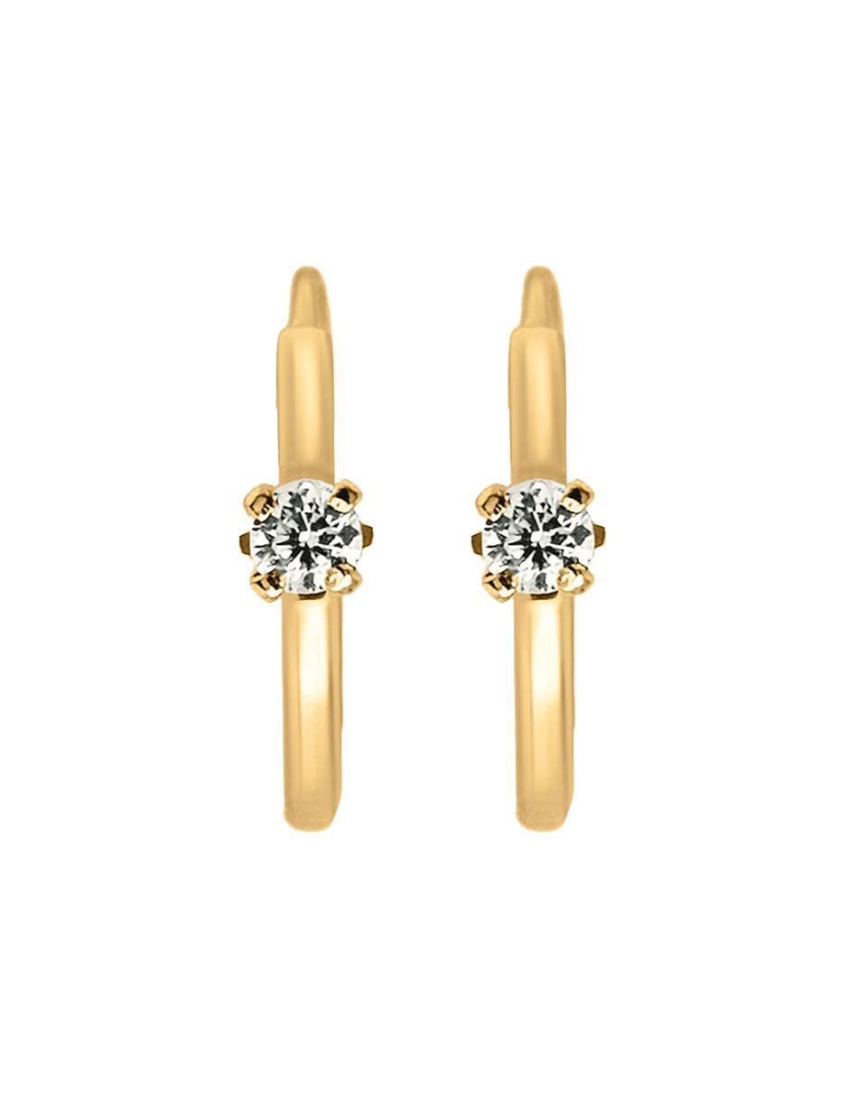 Arracadas Lenna de oro 14 K con acabado brillante zirconia
