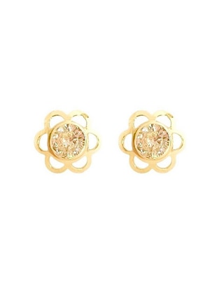 Broqueles de flor de oro 10 K con acabado brillante Broqueles de flor de oro 10 K con acabado brillante