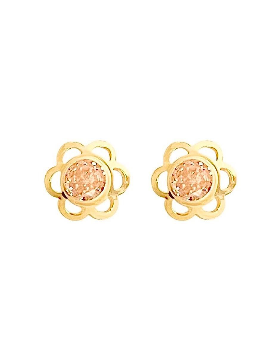 Broqueles de flor de oro 10 K con acabado brillante Broqueles de flor de oro 10 K con acabado brillante