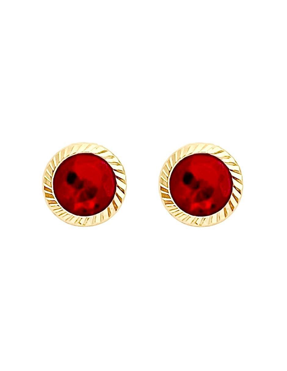 Broqueles redondos de oro 14 K con acabado diamantado