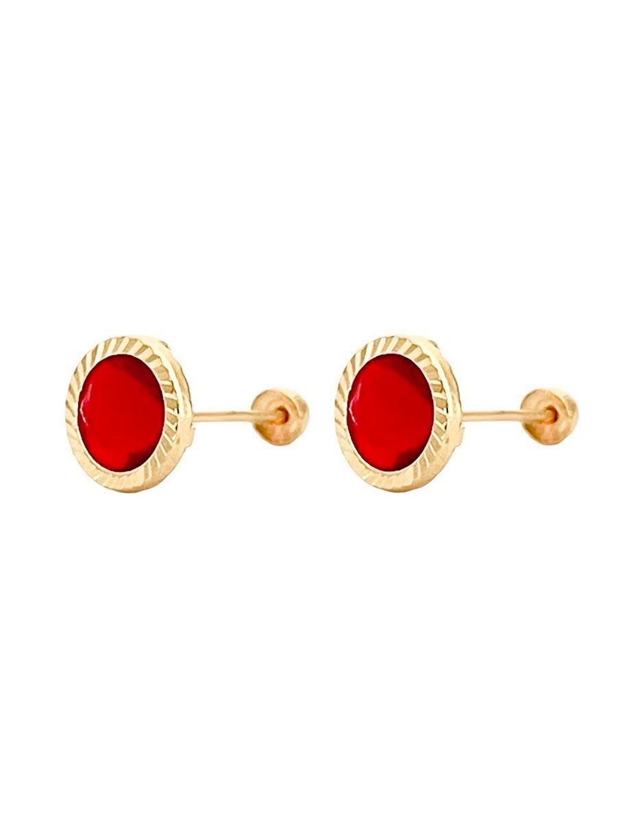 Broqueles redondos de oro 14 K con acabado diamantado 2