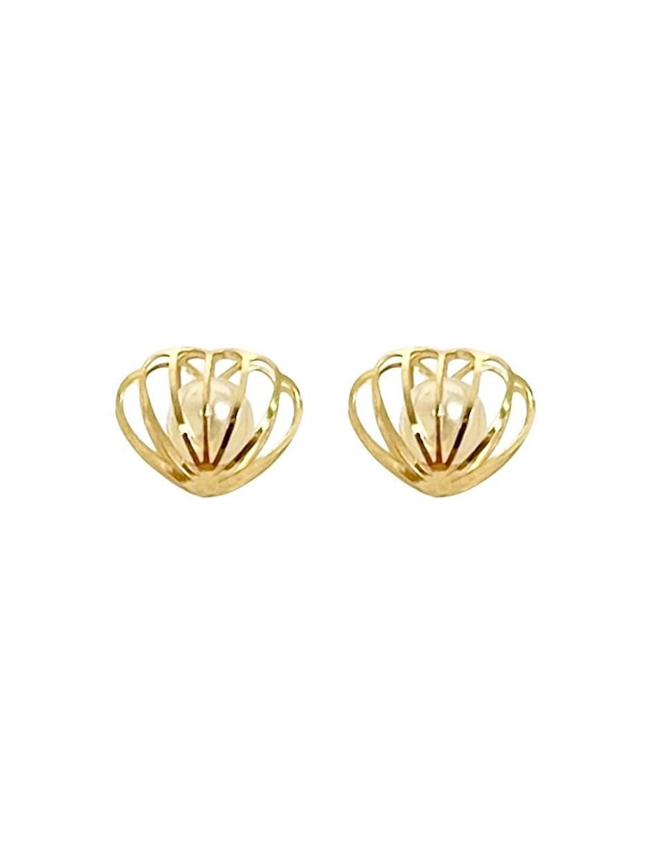 Broqueles de concha de oro 14 K perla Broqueles de concha de oro 14 K perla