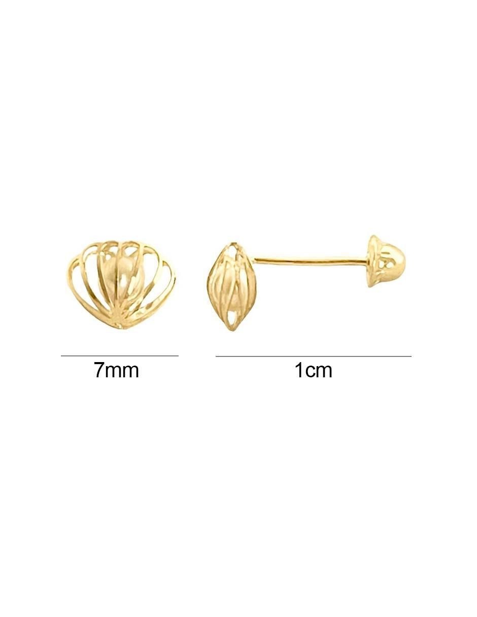 Broqueles de concha de oro 14 K perla 6