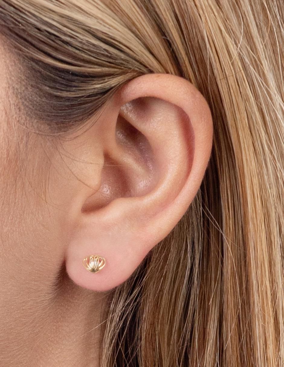 Broqueles de concha de oro 14 K perla 4