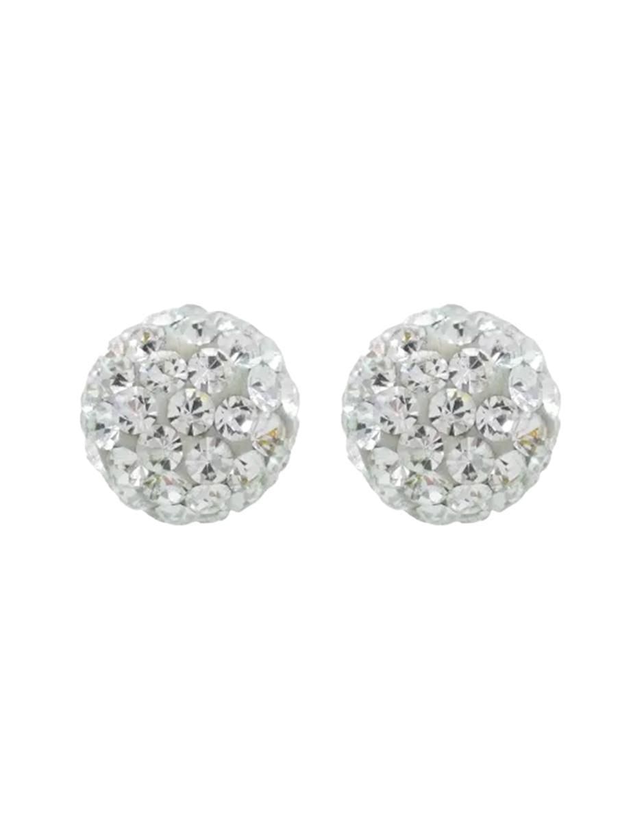 Broqueles de esfera de oro 14 K con acabado brillante cristal