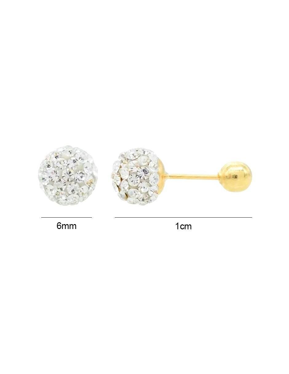 Broqueles de esfera de oro 14 K con acabado brillante cristal 6