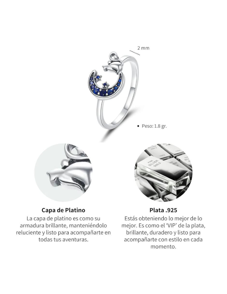 Anillo de luna Pets P 925 de plata circonita pavé