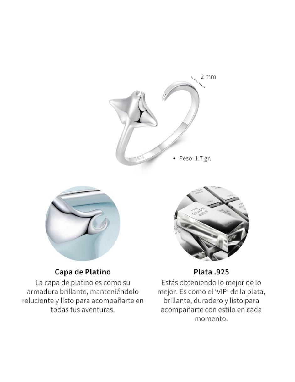 Anillo de mantarraya Nature P 925 de plata brillante
