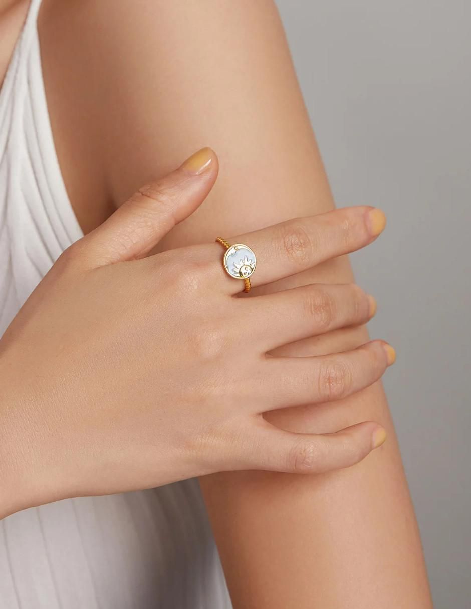 Anillo de luna Beauty P 925 de plata brillante