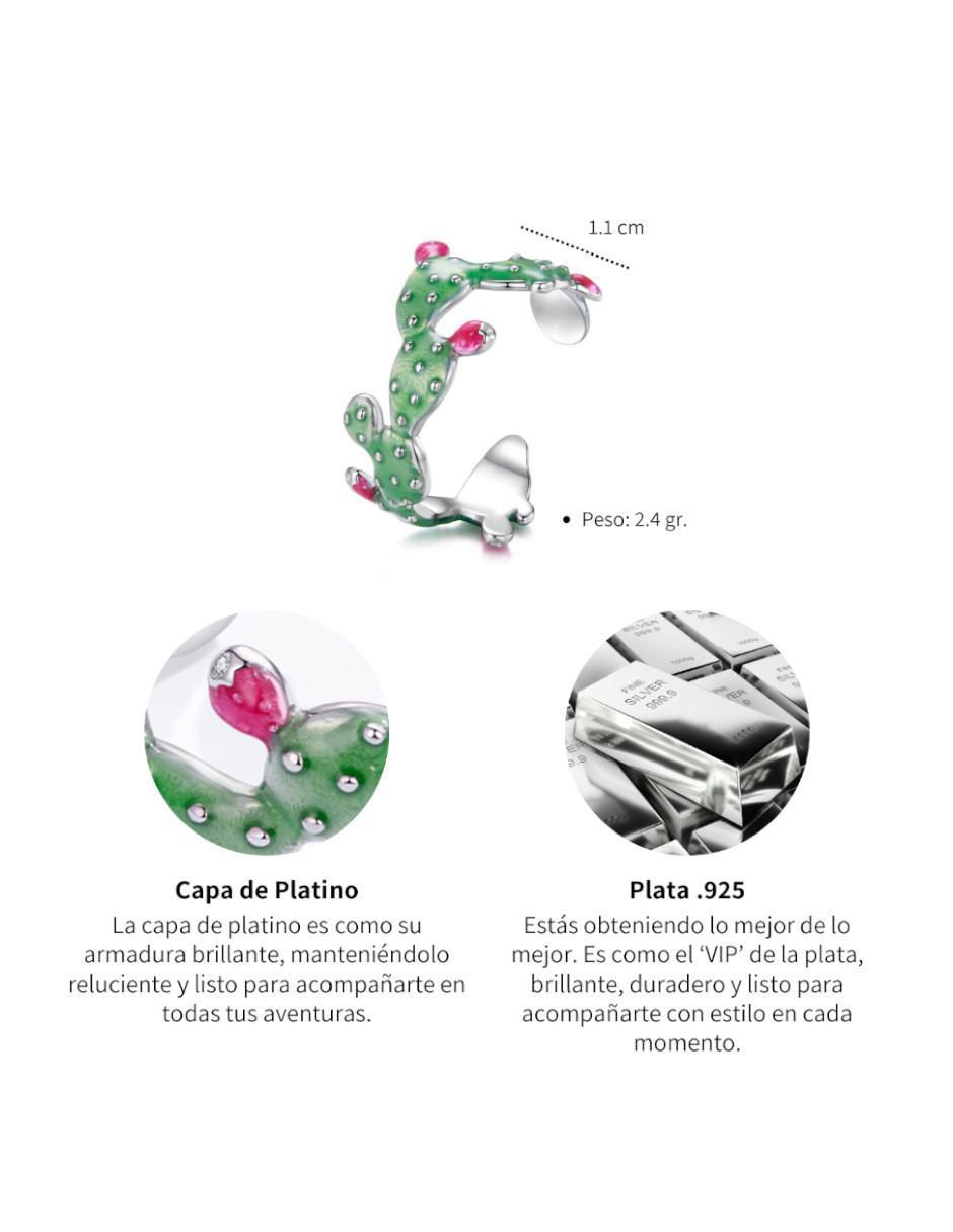 Anillo de nopal Raíces P 925 de plata pulido