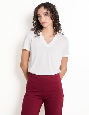 Playera manga corta Parfois cuello v para mujer