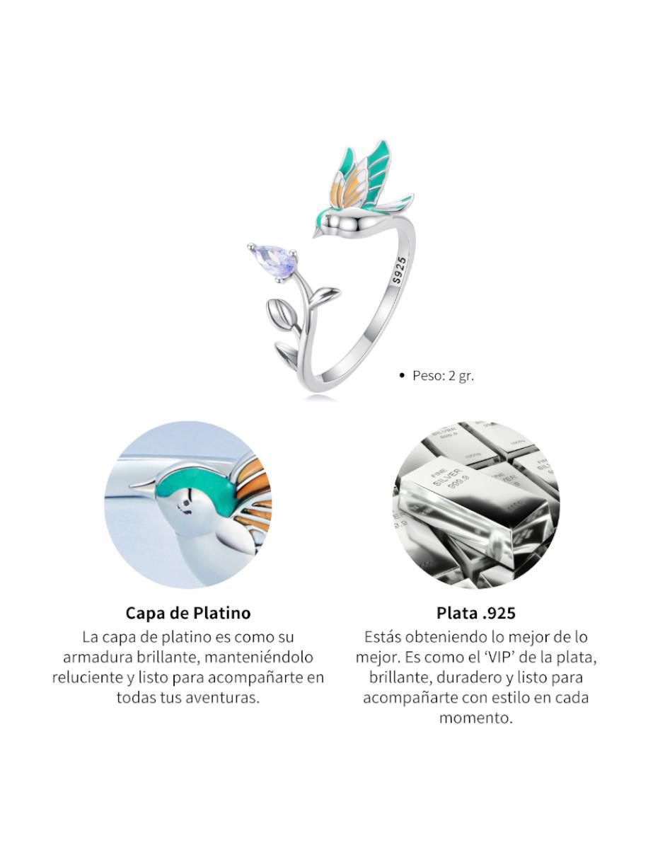 Anillo de colibrí Naturaleza P 925 de plata circonita pulido 2