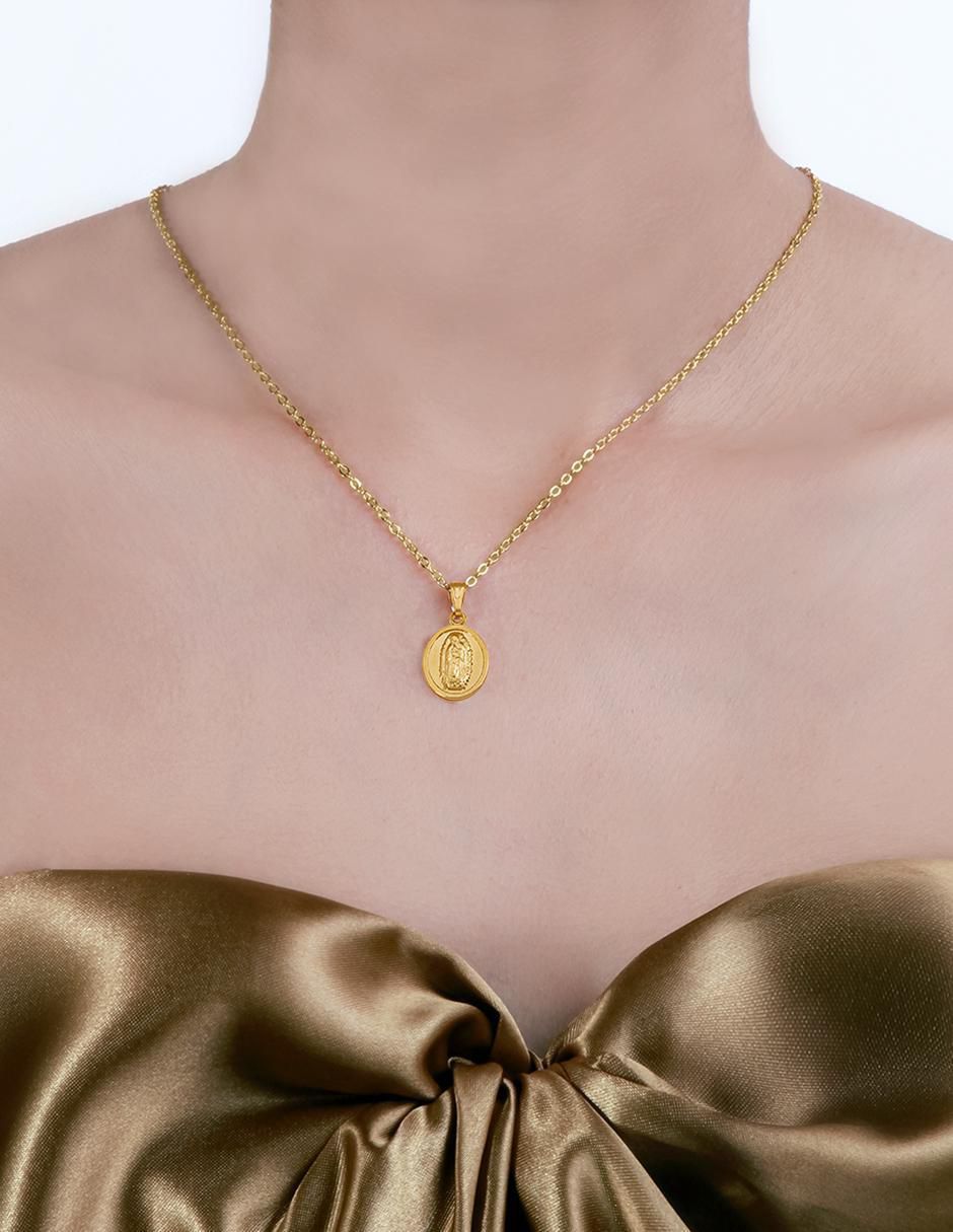 Collar con dije Virgen de Guadalupe circular 2