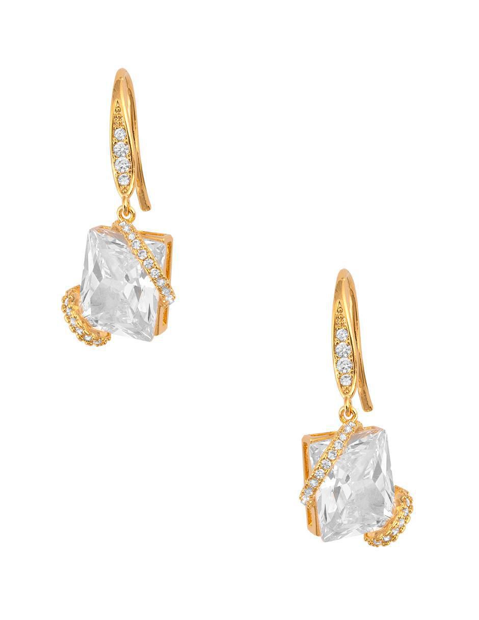 Aretes cuadrados 18 K con acabado chapa de oro cristal Aretes cuadrados 18 K con acabado chapa de oro cristal