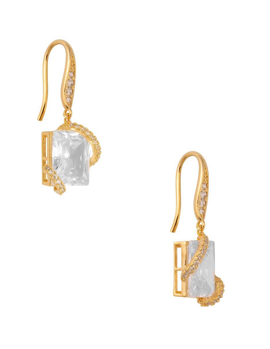 Aretes cuadrados 18 K con acabado chapa de oro cristal 2