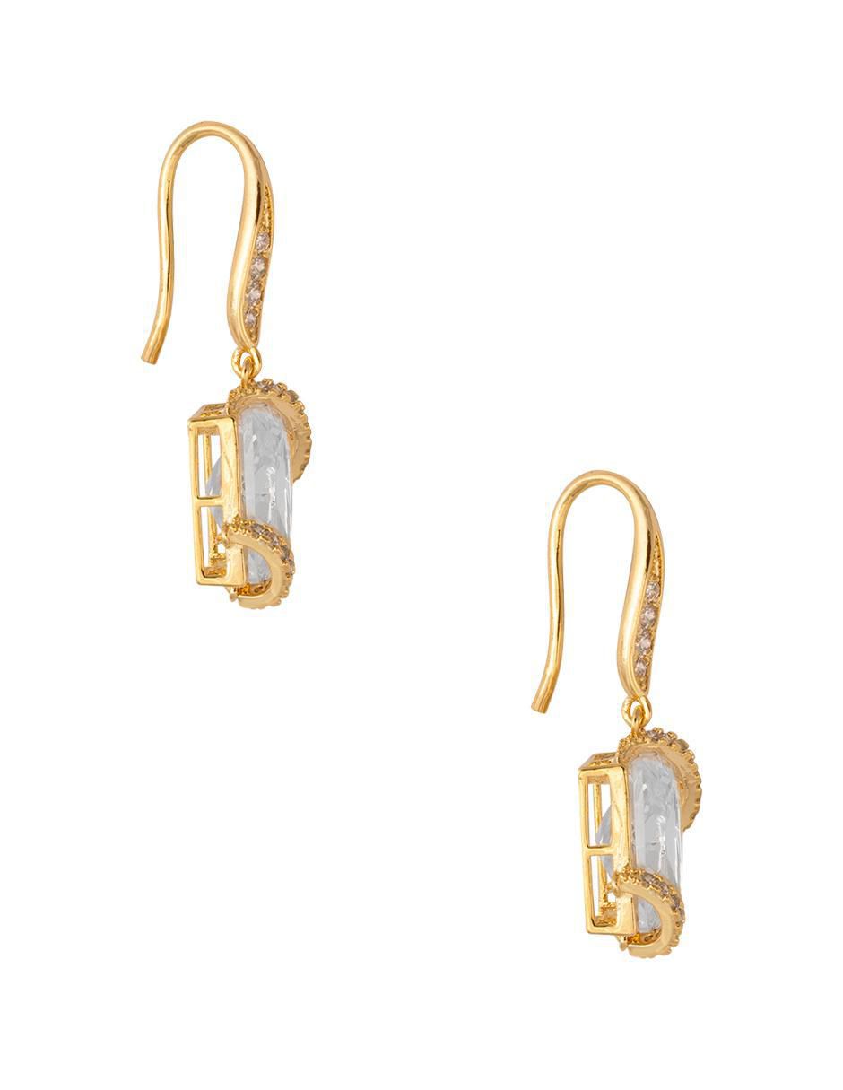 Aretes cuadrados 18 K con acabado chapa de oro cristal 3