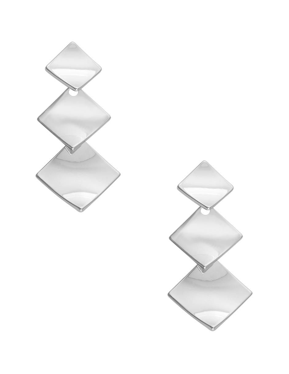 Aretes de rombo con acabado baño de rodio Aretes de rombo con acabado baño de rodio