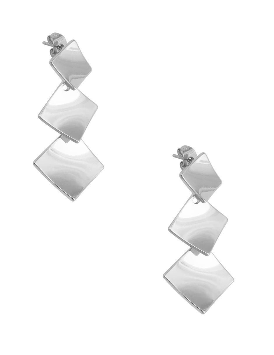 Aretes de rombo con acabado baño de rodio 2