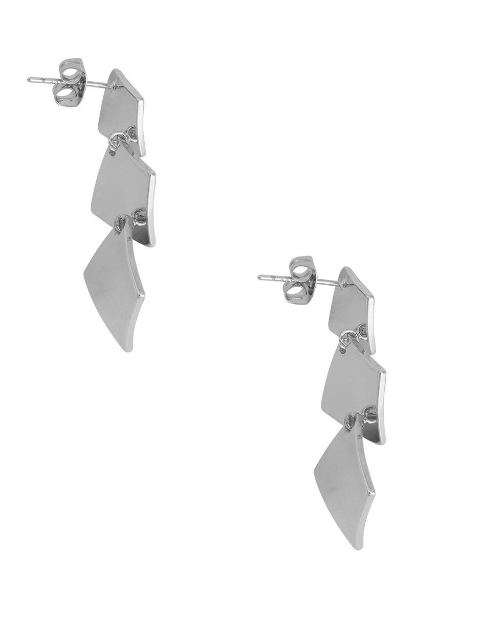 Aretes de rombo con acabado baño de rodio 3
