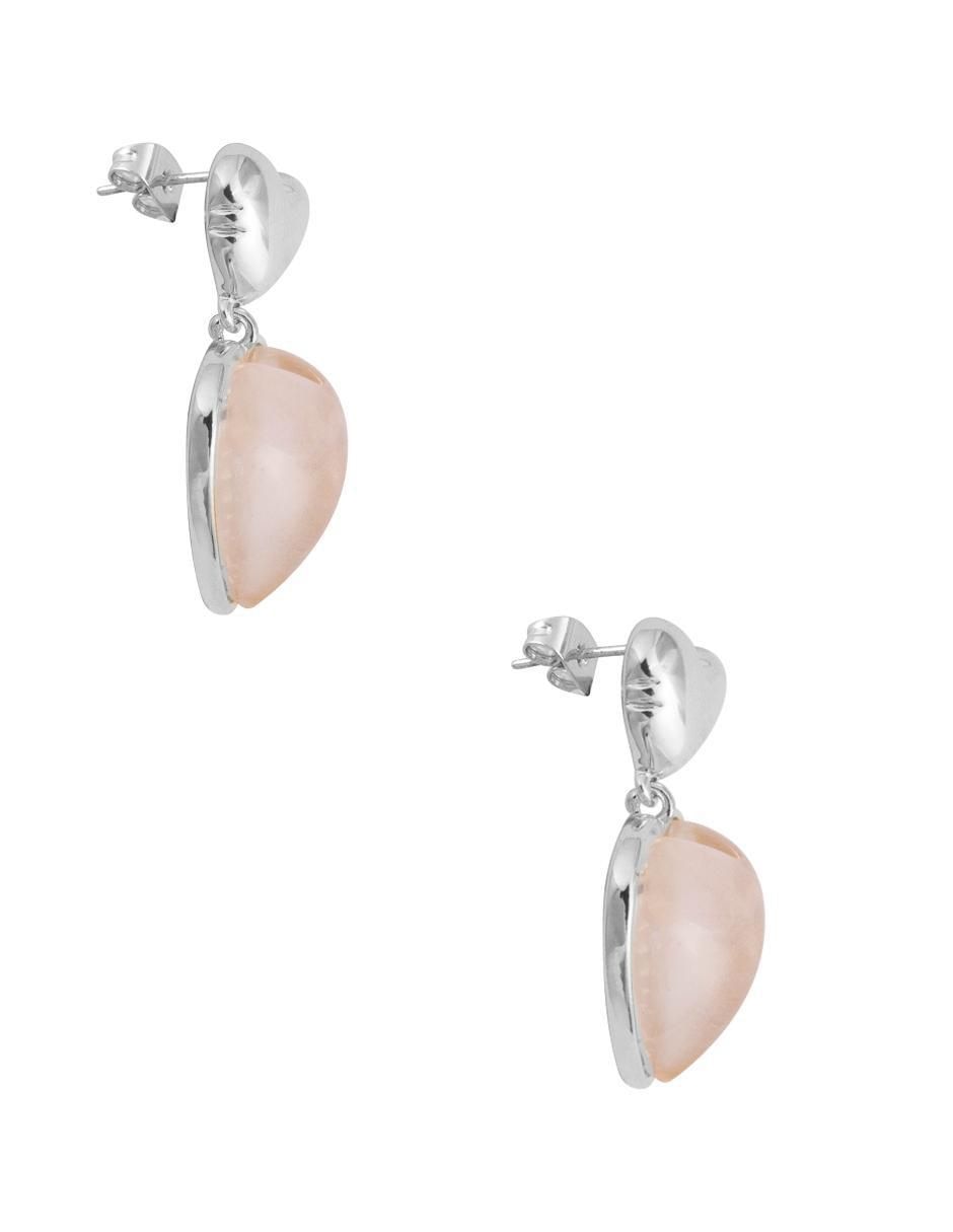 Aretes de corazón con acabado baño de rodio 2