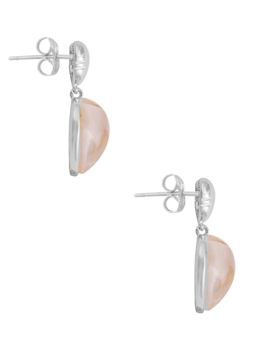 Aretes de corazón con acabado baño de rodio 3