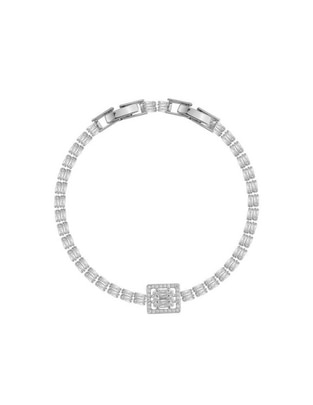 Pulsera con zirconia con acabado baño rodio Pulsera con zirconia con acabado baño rodio