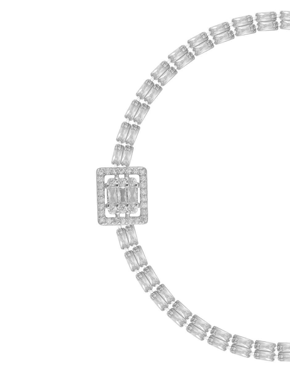 Pulsera con zirconia con acabado baño rodio 3