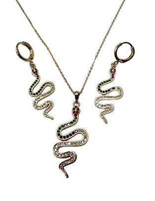 Aretes y collar de serpiente zirconia Aretes y collar de serpiente zirconia