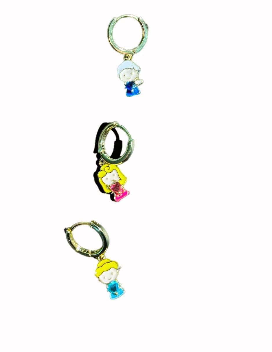 Set de aretes de princesa con acabado pulido 3