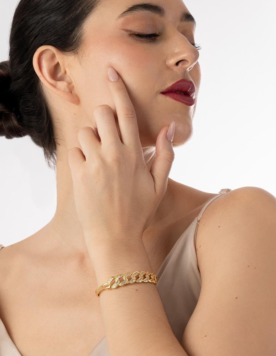 Pulsera con zirconia 18 K acabado chapa de oro 3