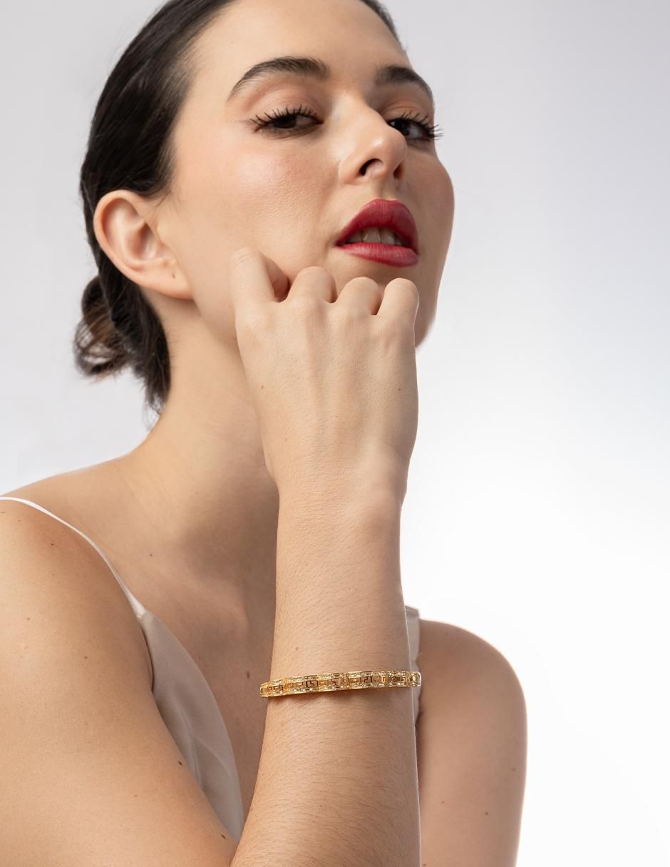 Pulsera con zirconia 18 K acabado chapa de oro
