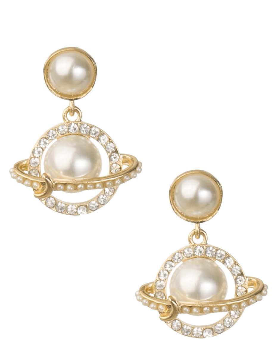 Aretes de planeta 18 K con acabado chapa de oro Aretes de planeta 18 K con acabado chapa de oro